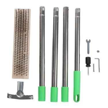 Imagem de Fafeicy Escova de Piso de Aço Inoxidável, Cabeça de 30 Cm, Cabo de Comprimento Ajustável de 80-160 Cm Com Haste Removível, para Limpeza de Ladrilhos de Concreto, Deck, Terraço, Calçada,