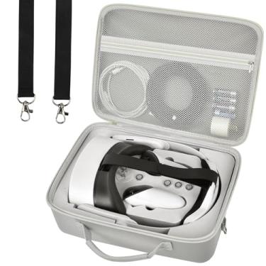 Imagem de Estojo de transporte rígido para Meta/para Oculus Quest 2 All-in-One VR Gaming Headset e Controladores de Toque, Bolsa de Armazenamento de Viagem com Capa de Silicone e Protetor de Lente para Acessórios Quest 2 - Cinza