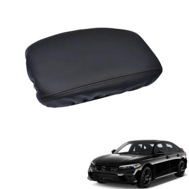 Imagem de AJHLJ Para 11ª geração Civic 2022-2025 tapete de apoio de braço de carro caixa de armazenamento central protetor de almofada de couro PU acessórios de decoração (preto)