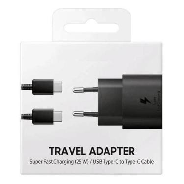Imagem de Carregador Samsung Turbo Entrada Tipo C, Branco, Preto
