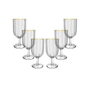 Imagem de Jogo de taças cristal ecológico friso ouro L'Hermitage Refinatto 6 peças 330ml transparente