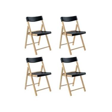 Imagem de Conjunto de 4 Cadeiras Tramotina Potenza Dobrável Itauba Preto NA