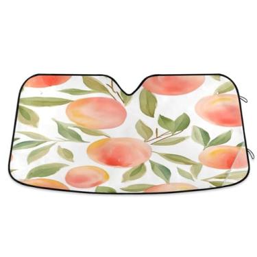 Imagem de ATTX Para-brisa de carro pêssego rosa 139.7 cm x 70.1 cm escudo solar universal com proteção UV, persiana de janela frontal automática dobrável para caminhões Sedans SUVs #31