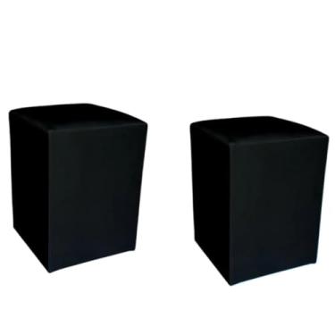 Imagem de Kit 2 Puffs Decorativos Quadrados em Suede – Puff Banqueta Estofado Moderno para Sala e Quarto(PRETO)