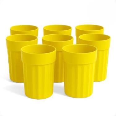 Imagem de Kit 10 Copos Plásticos 350ML Multicoloridos Resistentes Para Festas Eventos Escolares Creches(Amarelo)