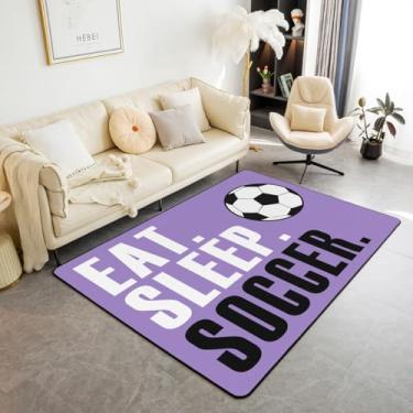 Imagem de Feelyou Tapete de área de bola de futebol, 12 x 18 cm, roxo claro, futebol, sala de estar, para quarto, crianças, adultos, esporte, jogo de bola, tapete decorativo, presente para amantes de futebol,