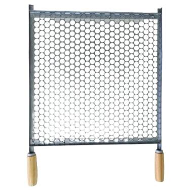 Imagem de Grelha Inox P/Churrasqueira 46x36 Tela Moeda Cabo Madeira