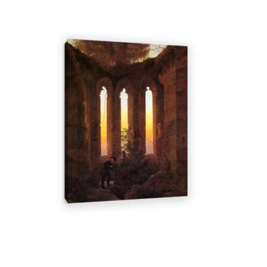 Imagem de ZUJGHSJG Huttens Grave por Caspar David Friedrich Impressões em tela Well Decor The World Classic Art Reproduções de arte grande giclee arte de parede para sala de estar decoração de casa 55 x 40 cm