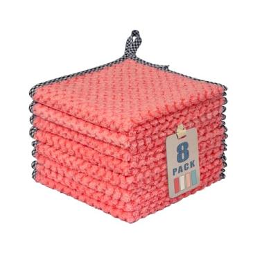 Imagem de AIWIWH Toalhas de prato com laço para pendurar, panos de limpeza de microfibra de veludo coral, super absorventes e de secagem rápida, panos de prato reutilizáveis sem fiapos para cozinha, pratos de