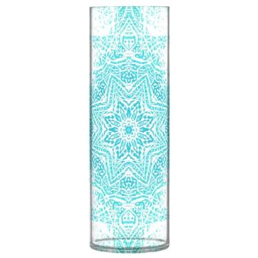 Imagem de JUZIHAI Vaso de flores com padrão de aquarela mandala 9,9 cm x 30 cm Cilindro de plástico moderno para decoração de casa de centro de mesa de casamento