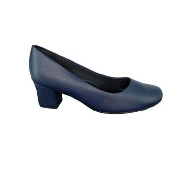 Imagem de Sapato Social Scarpin Piccadilly Feminino Macio Salto Medio, 38, Marin