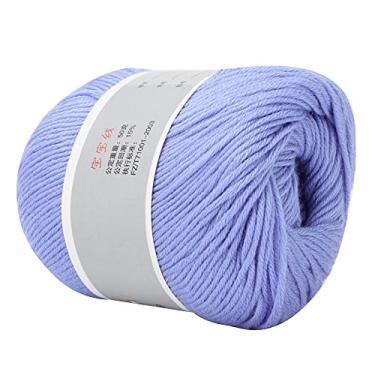 Imagem de Zerodis Fio de tricô de Algodão de Leite, Fio Grosso Bege 100g para Suéteres, Chapéus, Almofadas, Artesanal Anti-encolhimento (12 azul claro)