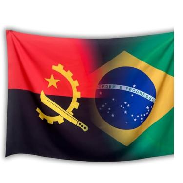 Imagem de Bandeira Decorativa Brasil e Angola, Decorativa, Tecido Oxford Premium, Multicolorido, 150x100cm, Sublimação a Laser, Uso Interno/Externo
