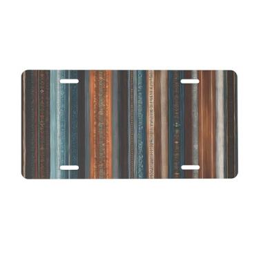 Imagem de Placa de licença étnica asteca retrô para frente do carro placas de carro alumínio metal adequado para caminhão, placa de porta de carro, bar, café, acessórios automotivos para homens e mulheres 15 x