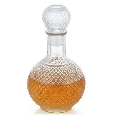 Imagem de Licoreira de Vidro 1L Redonda Garrafa Transparente Decoração Whisky Moderna
