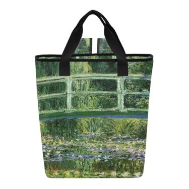 Imagem de Joitme Bolsa térmica Monet Painting Water Lilies Bridge Cooler Bag 36 latas isolada para praia mochila de resfriamento