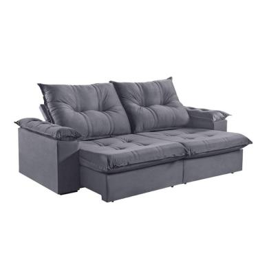 Imagem de Sofá 3 Lugares Retrátil 230cm Pillow Top Reclinável Grafite