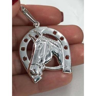 Imagem de Pingente Ferradura Cavalo Grande Prata Maciça 925 - La&Ny Pratas