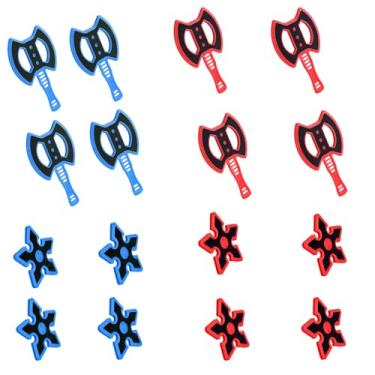 Imagem de Peças Alvo de Arremesso de Cerdas Plásticas de 16 Peças - 8 Peças de Plástico Estrelas e Machados em 2 Cores para Competição, Treinamento e Recreação