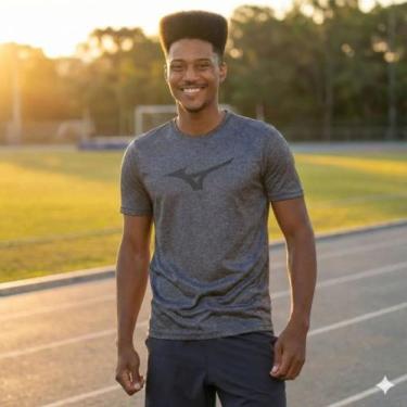 Imagem de Camiseta Masculina Mizuno Spark Corrida Cinza Mescla/Preto, Cinza mesc