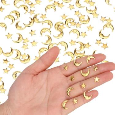 Imagem de 100un Enfeites para o Ramadã, Liga Zinco com Miniaturas de Lua e Estrela Enfeites Divertidos Festival do Ramadã Ideal para Casa Festas Feriados e Artigos Decoração (Dourado)