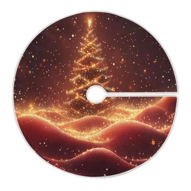 Imagem de Blueangle Saia de poliéster macio para árvore de Natal com estrelas brilhantes de 118 cm para decoração de árvore de Natal (460)