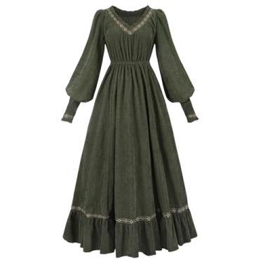 Imagem de NSPSTT Victorian Dress for Women Green Renaissance Dress Plus Size V Neck Long Sleeve Medieval Costume,Size XXL