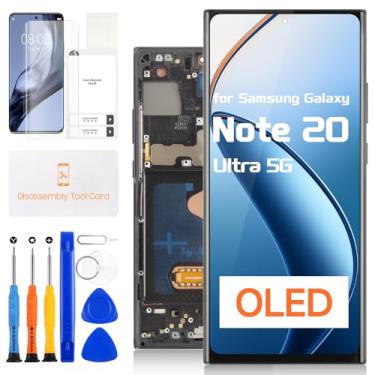 Imagem de Tela OLED para Samsung Galaxy Note 20 Ultra 5G para Samsung Note 20 Ultra LCD Display Digitalizador Touch Screen Note 20 Ultra N986 SM-N986B SM-N986U SM-N986B/DS Montagem (Preto com Moldura)