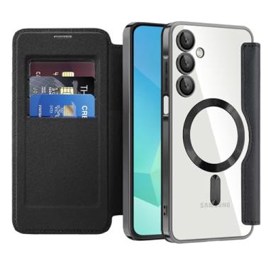 Imagem de COTDINFOR Capa carteira para Samsung Galaxy A57 5G com suporte para cartão [bloqueio RFID] compatível com Magsafe transparente TPU traseira de couro à prova de choque capa flip para Samsung Galaxy A57