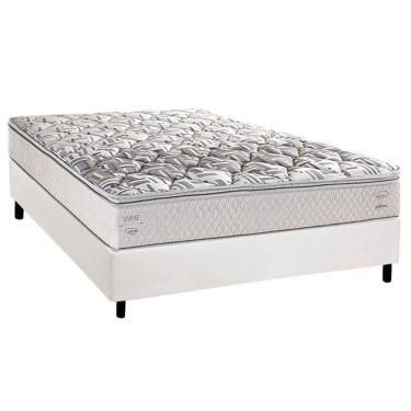 Imagem de Conjunto Box Casal: Colchão Espuma Herval Ag65 Santorini C1604 + Base Crc Corano White (138x188)