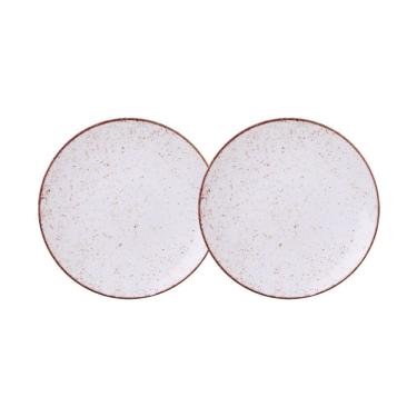 Imagem de Jogo de Pratos Rasos 2 Peças Rústico 25 cm Porcelana Decorada Tramontina