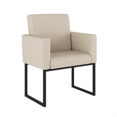 Imagem de Poltrona Decorativa Nina Tecido Sintético com Base de Ferro Preto