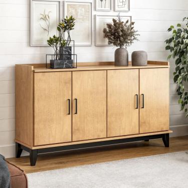 Imagem de Buffet 4 Portas Madeira Maciça Nature Carvalho/Preto