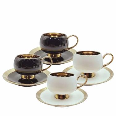Imagem de Jogo Xícaras para Cafe Thari 4un 120ml Borda Dourada L`Hermitage