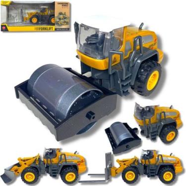 Imagem de Miniatura Trator Escavadeira Empilhadeira Rolo Metal Coleçao - Europio