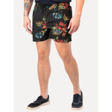 Imagem de Short Reserva D'Água Beachwear Estampado Tropica Preto-Masculino