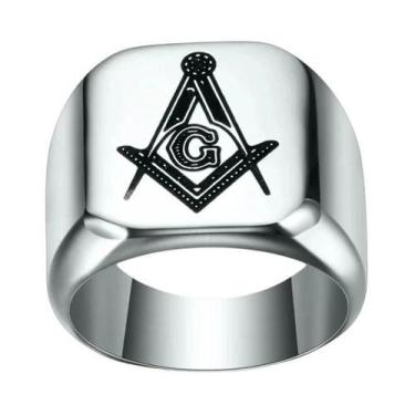 Imagem de Anel Maçônico De Aço Inoxidável 316L Dourado Com Cristais Bling Hip Ho