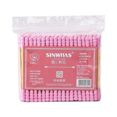 Imagem de Cotonetes Duplos Femininos 100un. Com Hastes De Madeira De Grau Médico