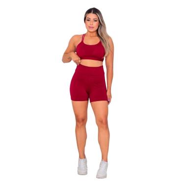 Imagem de Conjunto Fitness Academia Top Alcinha com Bojo e Short Cor:;Tamanho:Unico-Feminino