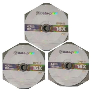 Imagem de 100 dvd-r data print logo 4.7 gb 12minutos 16x 