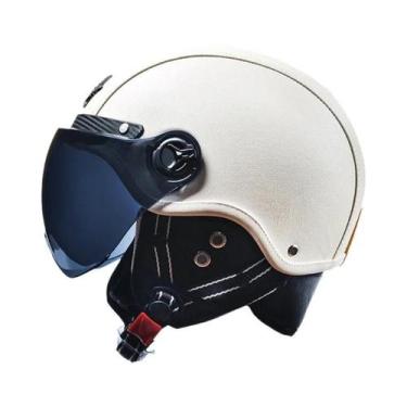 Imagem de Capacete De Couro Vintage Para Motociclistas Masculinos Com Viseira Ha