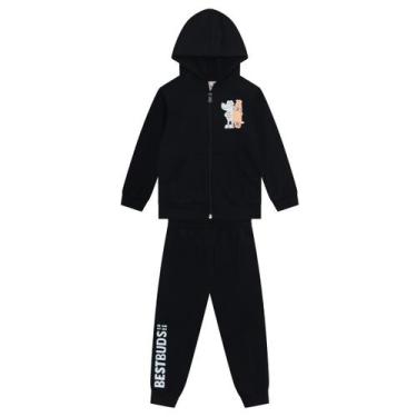 Imagem de Conjunto infantil menino em moletom de jacaré Brandili, 2, Preto