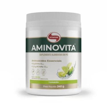 Imagem de Aminovita Vitafor 240g 9 Aminoácidos Essenciais Vegano EAAs Sabor Limã
