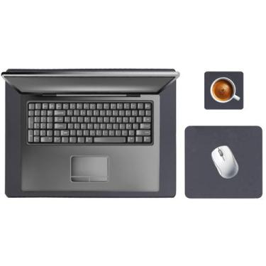 Imagem de Kit Mouse Pad 43x30cm Tapete Protetor De Mesa + 20x20cm Com Porta Copo