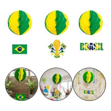 Imagem de Balão Enfeite Bola Papel Brasil Copa Festa Decoração Variado - - COPA 