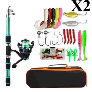 Imagem de Kit De Vara De Pesca Telescópica Portátil Com Carretilha, Iscas E Anzó