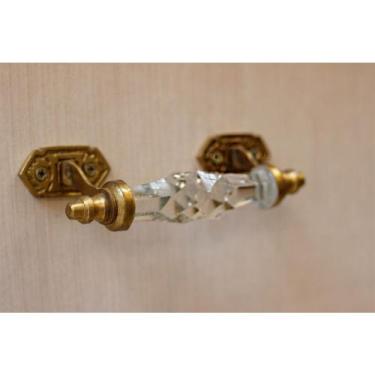 Imagem de Puxador de Alça em Vidro com Acabamento Dourado A4xD13 cm - Gaveta Gua