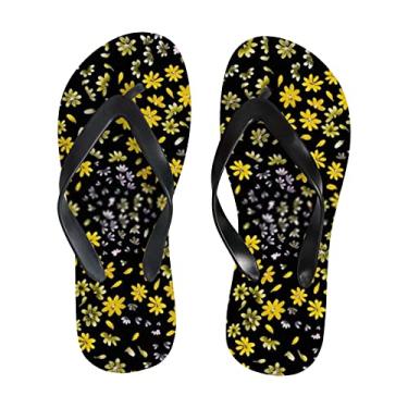 Imagem de Chinelo feminino pequenas flores amarelo azul slim praia sandálias para homens verão dedo estilo chinelos de viagem, Multicor, 8-9 Narrow Women/6.5-7 Narrow Men