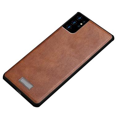 Imagem de Capa para Samsung Galaxy S21/S21 Plus/S21 Ultra, capa protetora de poliuretano termoplástico elegante de couro premium ultrafino para negócios elegante, marrom, S21 Plus de 6,7 polegadas