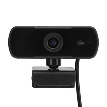 Imagem de Webcam, webcam USB HD 1440P desktop, microfone e capa com cancelamento de ruído, webcam de chamada de vídeo HD widescreen para conferência, reunião on-line